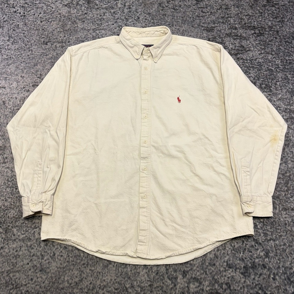 Vintage Chaps Ralph Lauren Shirt Button Down Long Sleeve Small Pony XL White